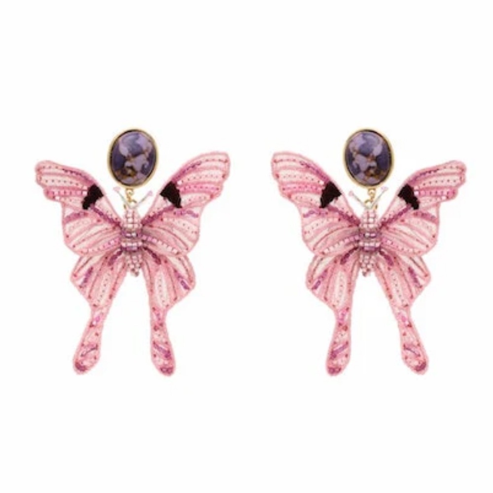 NWOT Mignonne Gavigan Luna Moth Earrings Lilac